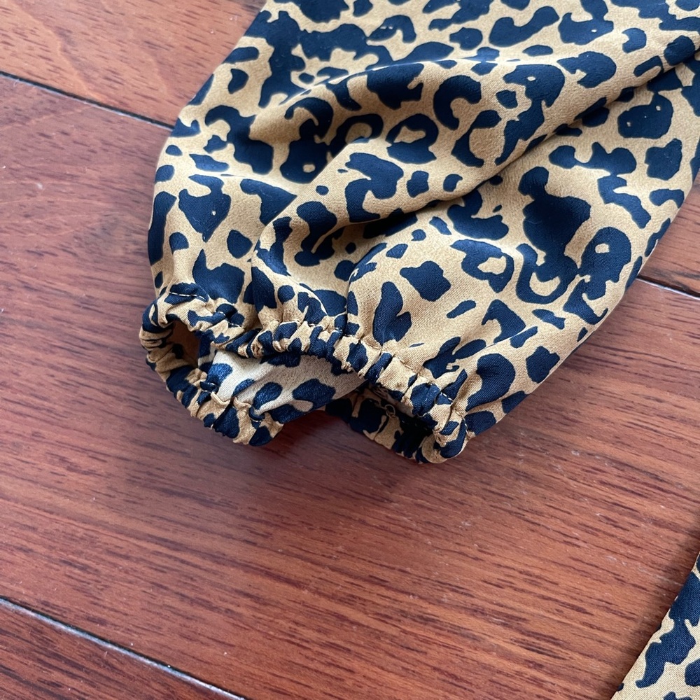WAYF Pierce Leopard Print Long Sleeve Mock Neck Minidress - Picture 9 of 13
